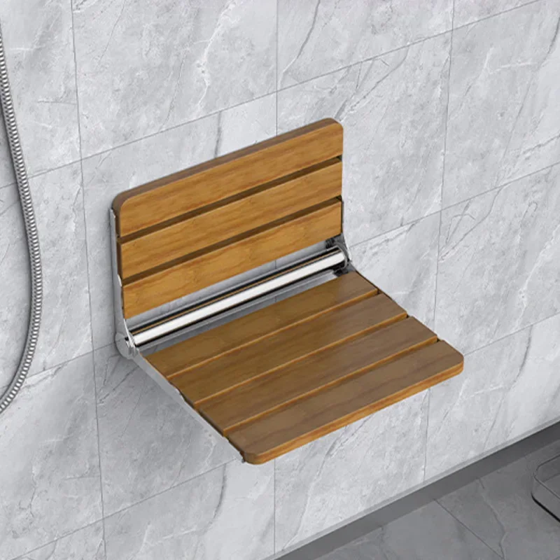 

Folding Bathroom Chair Wall Mounted Hidden Folding Chair Shower Stool Wooden Footstool for Bathing Saving Space