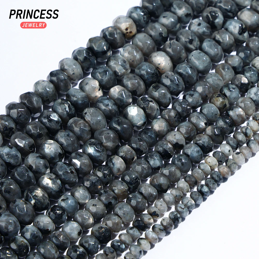 A+ Natural Black Labradorite 4*6mm 5*8mm Faceted Rondelle Beads for Jewelry Making Wholesale Stone Beads DIY Accessories