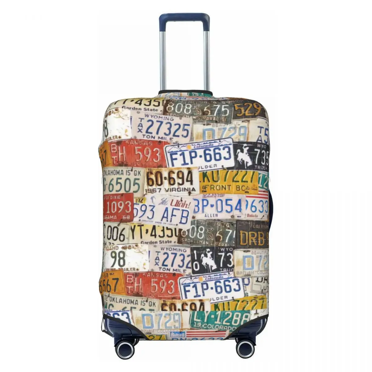 License Plates Vintage Print Luggage Protective Dust Covers Elastic Waterproof 18-32inch Suitcase Cover Travel Accessories