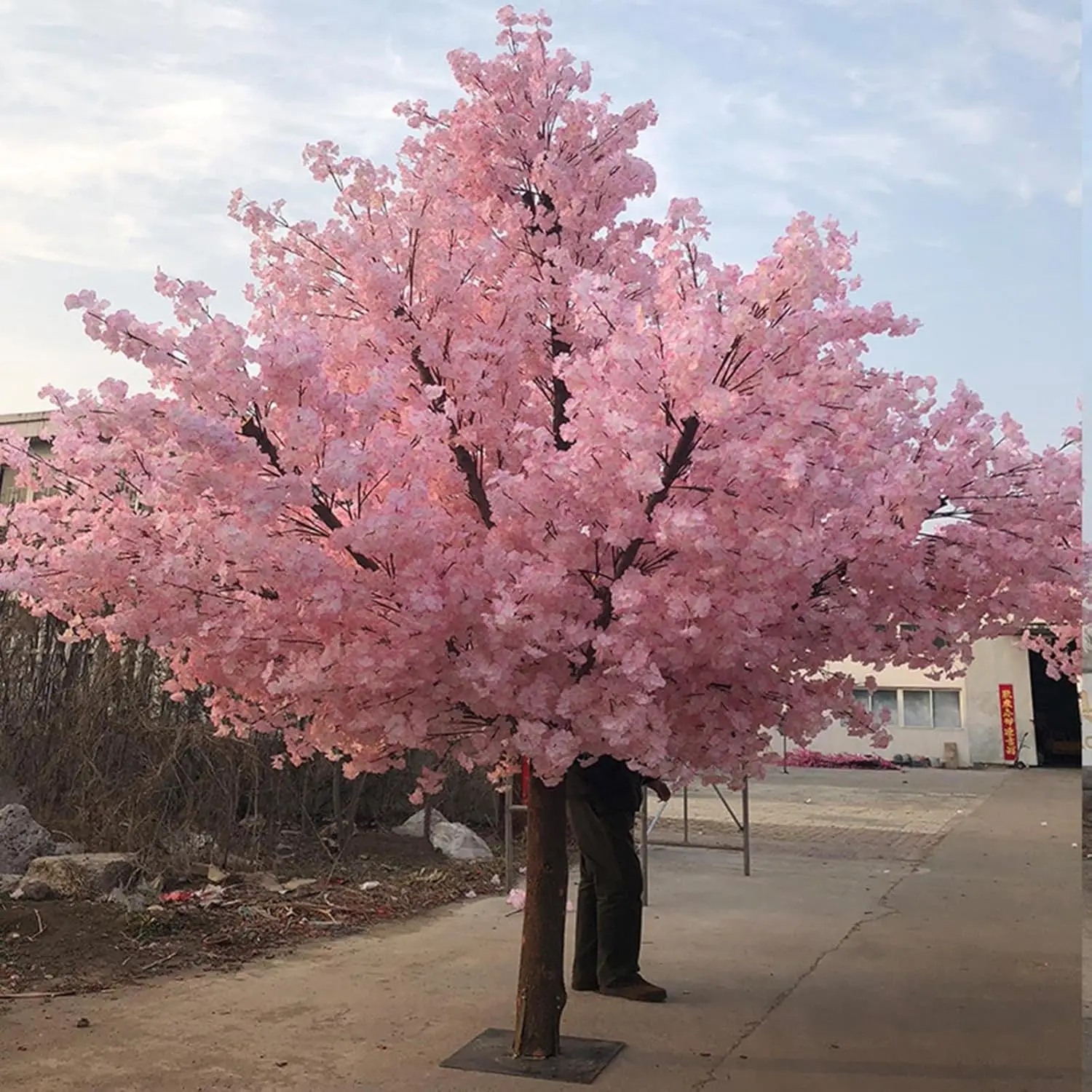 Pink Artificial Cherry Blossom Tree Faux Silk Plant for Home Wedding Office Living Room Indoor Outdoor Decor