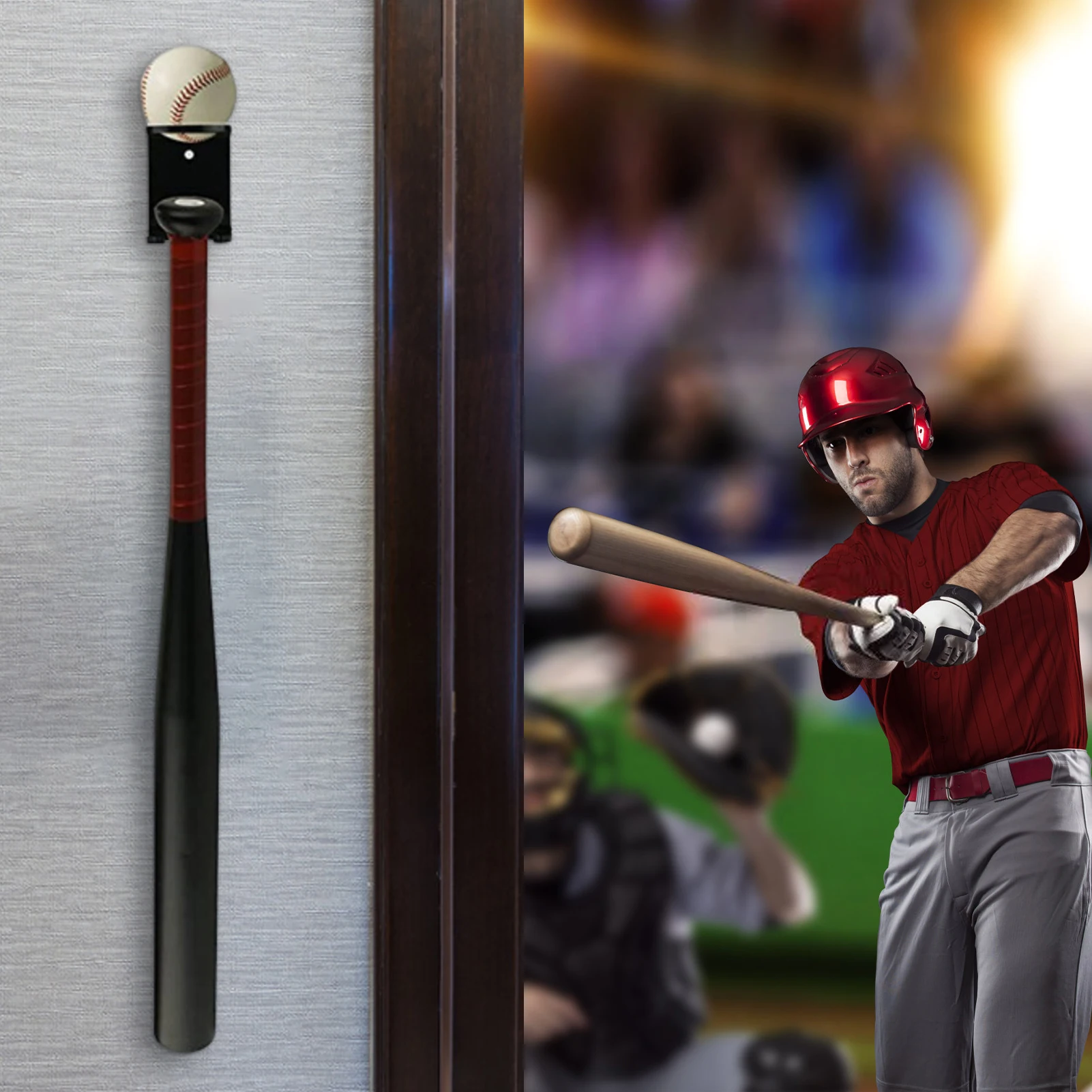 Baseball Bat Wall Mount Baseball Bat Wall Mount Display Stand Black Acrylic Vertical Holder Baseball Bat Storage Hold 2 Bats And