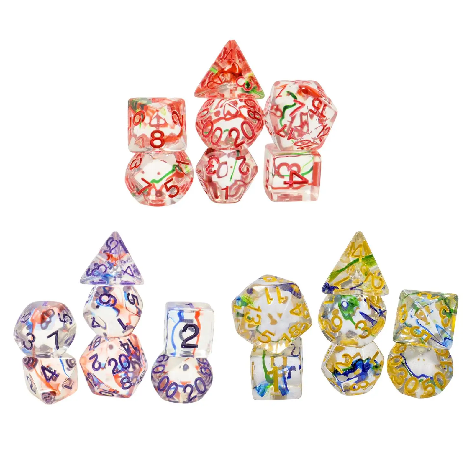 7 Pieces Multi Sided Game Dices, Dice Set Math Teaching Toys Party Favors D20 D12 D10 D8 D6 D4 Game Dices Set Game