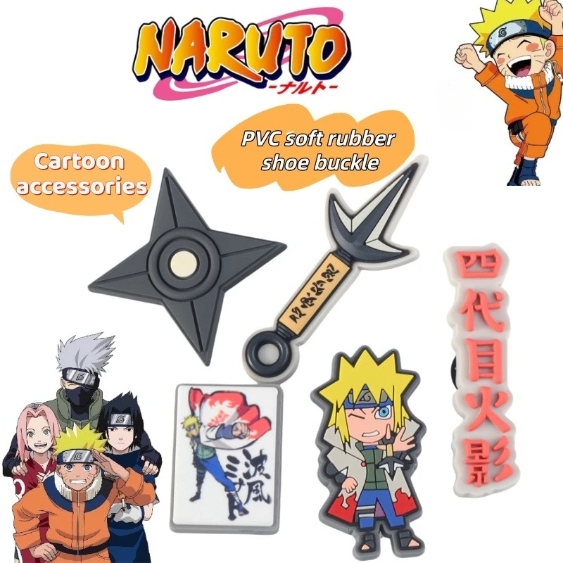 Naruto anime peripheral cartoon hole shoes flower DIY decoration shoe buckle cartoon accessory PVC soft rubber decoration buckle