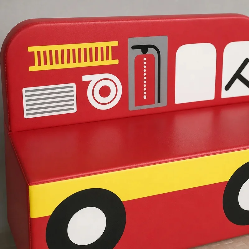 City Building Themed Soft Play Set Kids Interactive Role Play School Bus Station Train Soft Play Bench Custom Indoor Equipment
