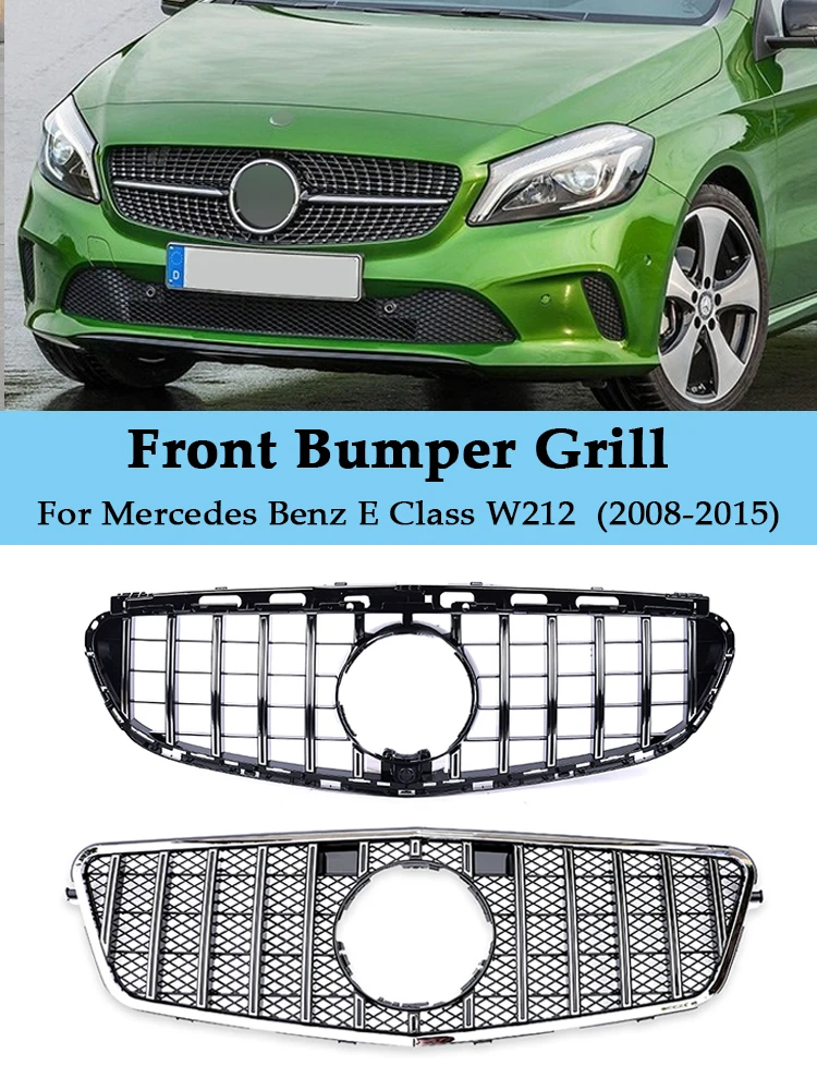 

Front Racing Grill For Mercedes Benz E Class W212 2009-2015 Panamericana GT Grille Diamond AMG Black Silver Accessories Parts