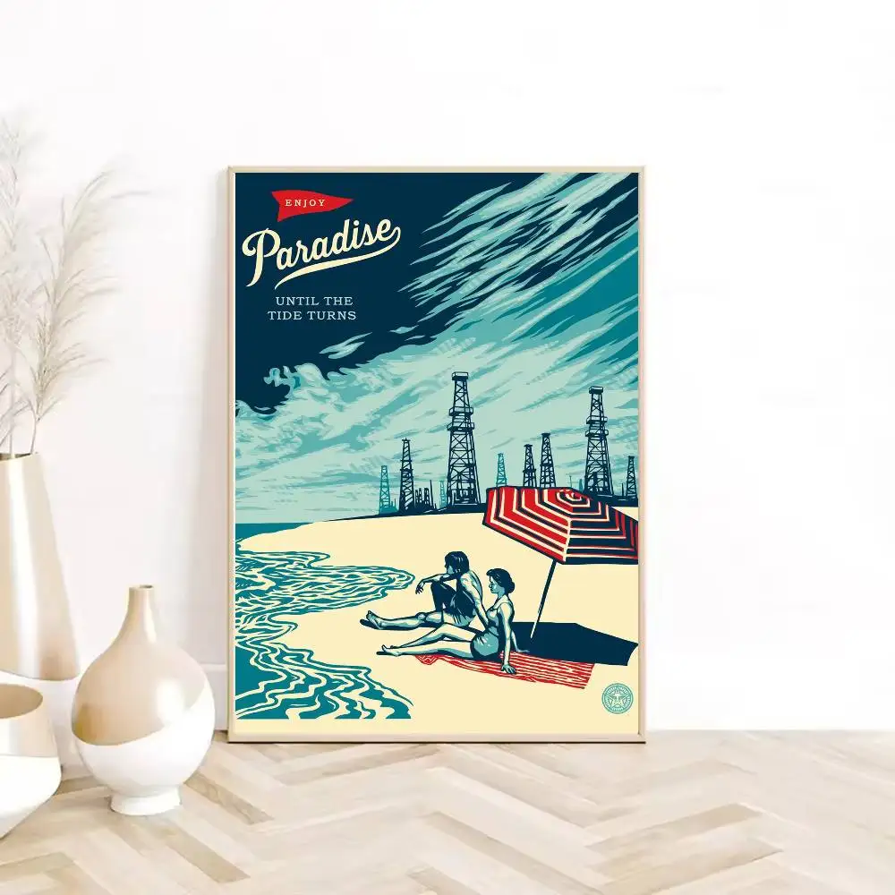 أعمال فنية S-Shepard F-Fairey ملصق HD جدار لزج مقاوم للماء غرفة المعيشة المنزلي غرفة النوم شريط النوم الديكور الجمالي