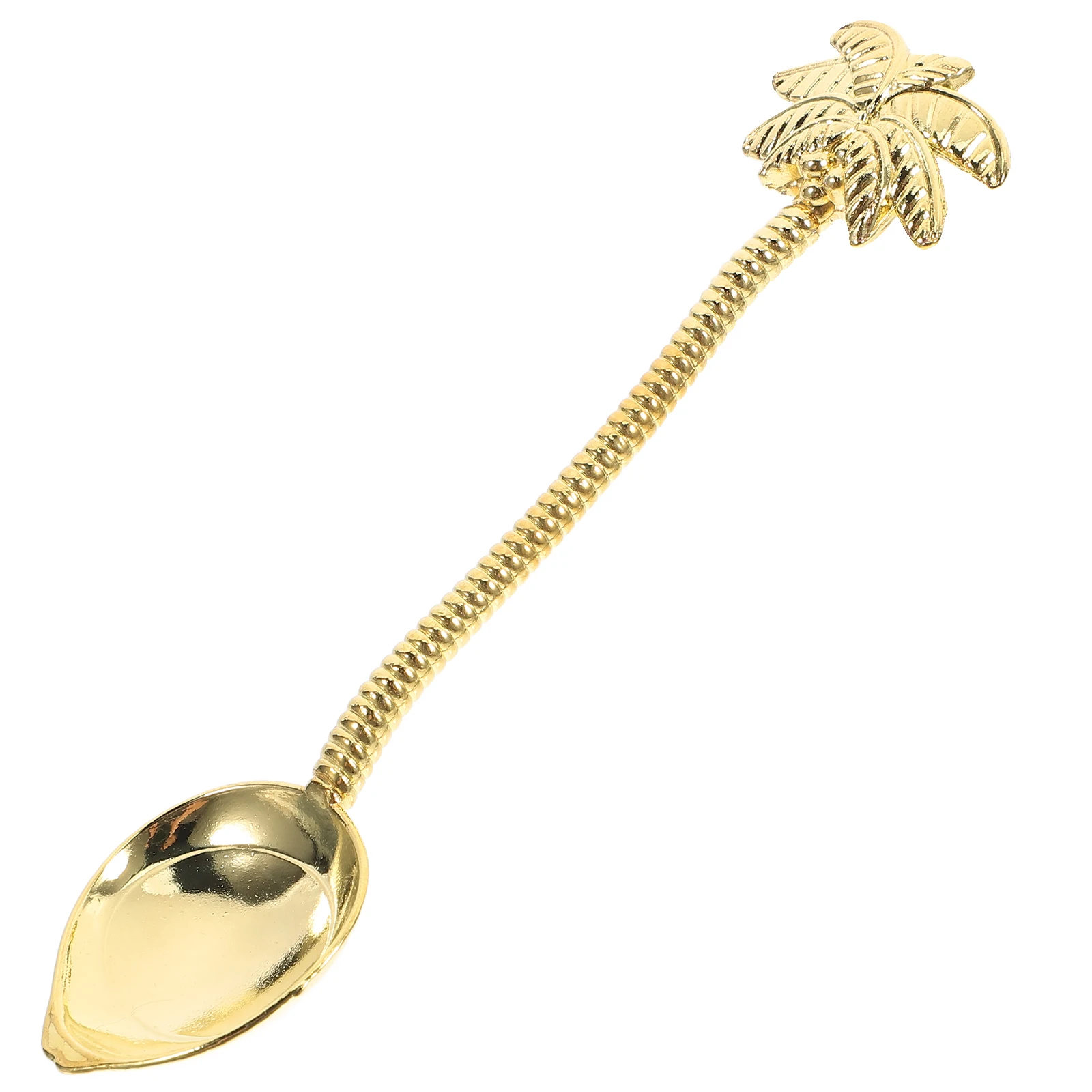 

1pc Retro Coffee Spoon Golden Tropical Coconut Tree Design Zinc Alloy Dessert Spoon For Tea Cappuccino Sugar Stirring Creative