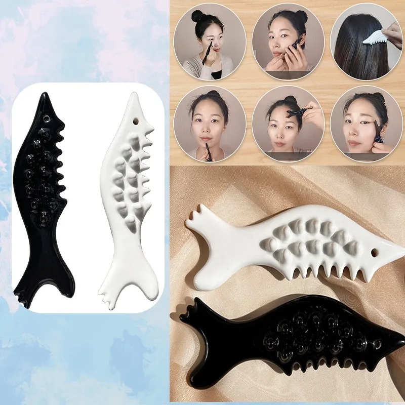 

1PC Ceramic Fish Shaped Scraping Board Gua Sha For Face Body Massage Tool For Relief Pressure Body Relaxation Acupoint Massager