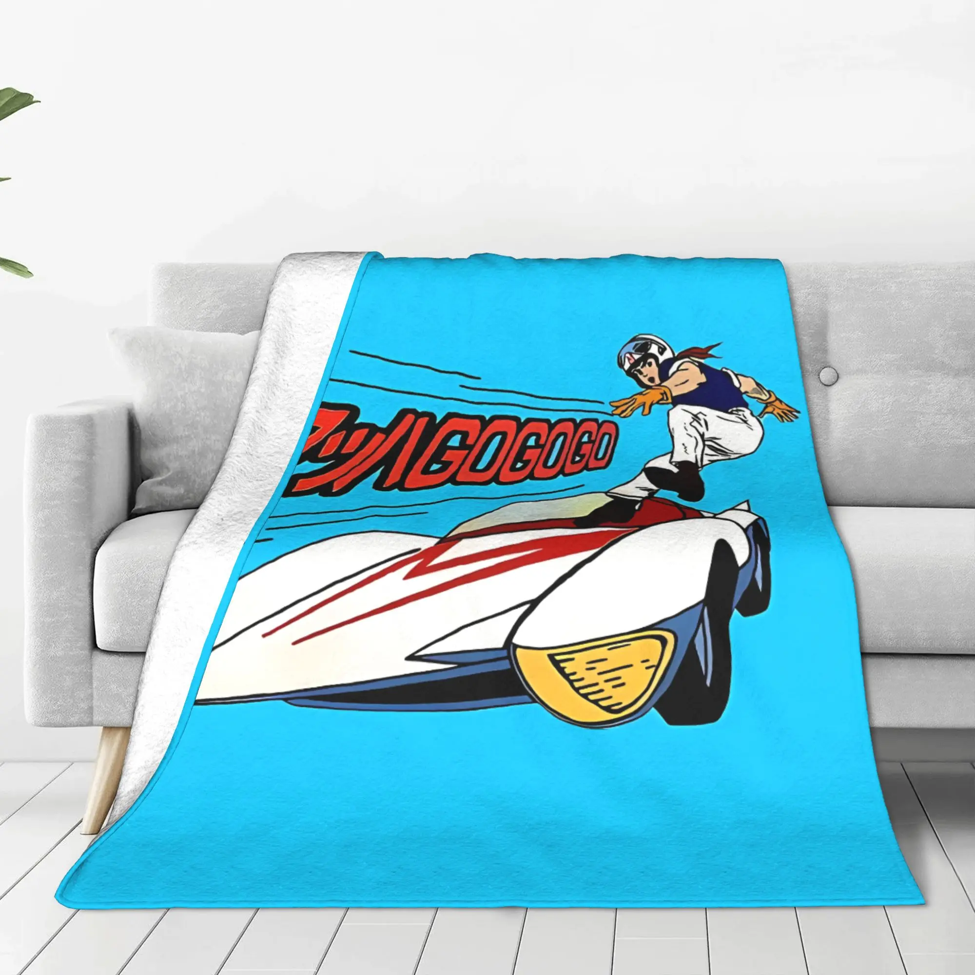 1PC Home Cute Room Decor Mach Gogogo Exclusive Blanket Throw Blanket Speed Racer Novelty Warm Blanket All Season