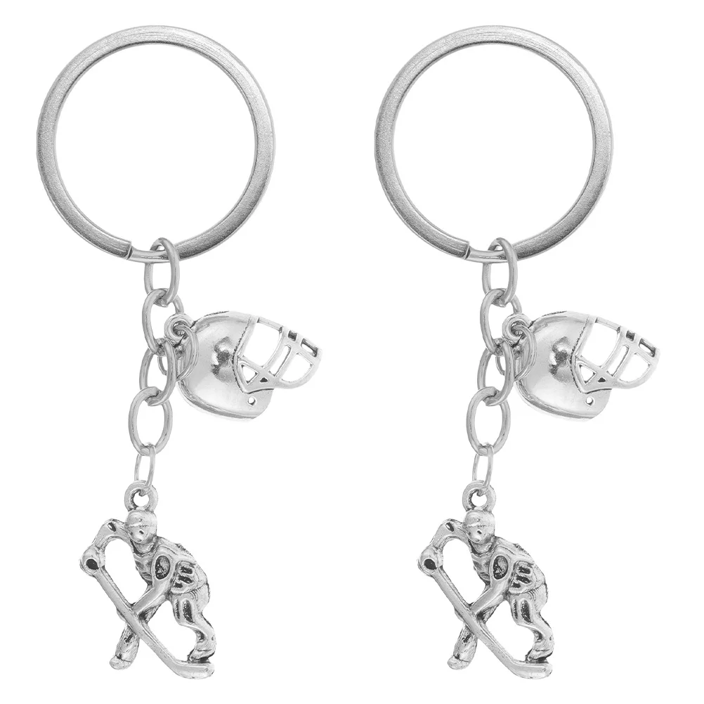 2 قطعة سلسلة المفاتيح هوكي الجليد شكل فريد متعدد الاستخدامات لمحبي الرياضة فريق المدربين دائم تذكار هدية الرياضة المفاتيح لمحبي #5