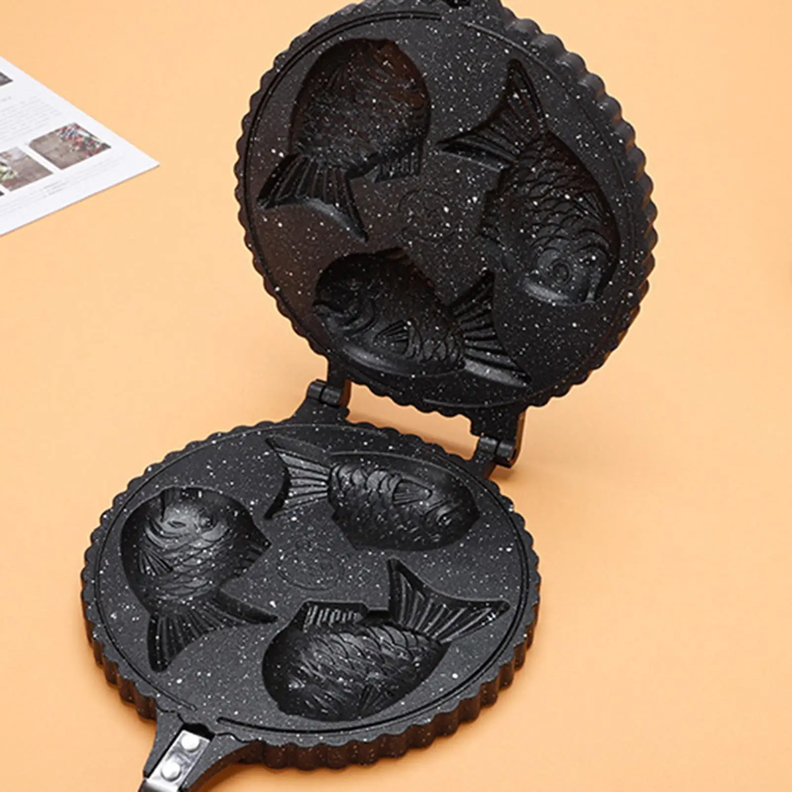 

Сковорода Тайяки из антипригарного алюминия с длинной ручкой Сковорода для торта в форме рыбы Тайяки для общественного грузовика для домашнего сбора для начинающих