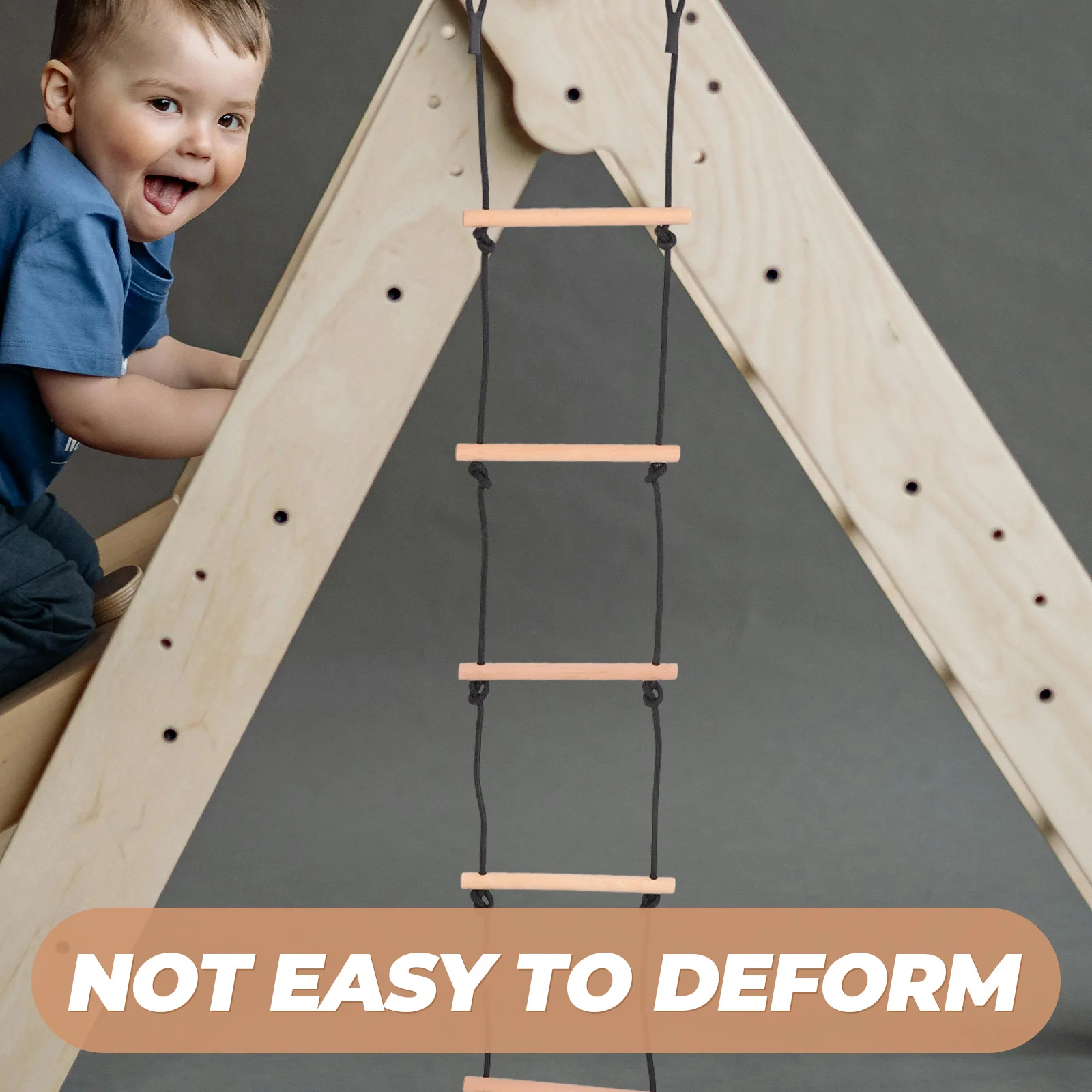 1 مجموعة الاطفال تسلق سلم بحبال خشبية المحمولة تسلق الإطار في الهواء الطلق سلم حبل Playset لملعب شجرة الملعب #5