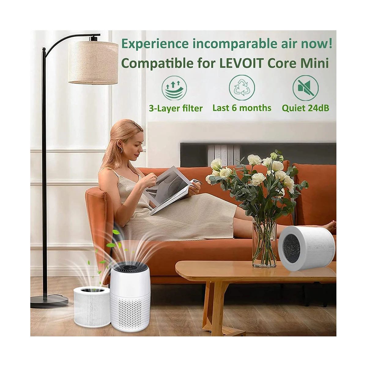 Replacement Filter for LEVOIT Core Mini Air Purifier, 3-In-1 H13 True HEPA Filter, Part Core Mini-RF