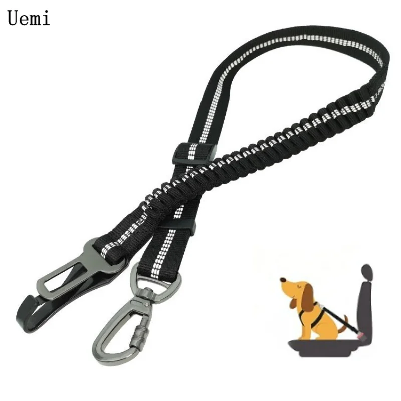 3-in-1 Dog Seatbelt Pet Car Safety Tether with Clip Hook Bungee And Swivel Carabiner Updated Design for Dogs