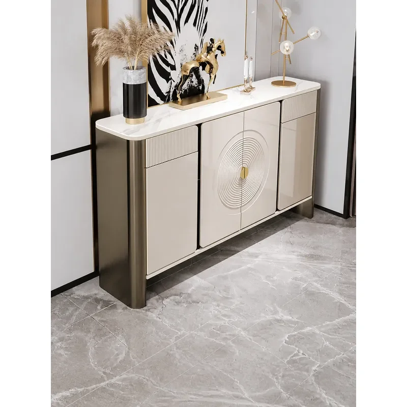 Italian Minimalist Shoe Cabinet Light Luxury Rock Slab Large Capacity Home Entrance Against The Wall 2026 New Arrival