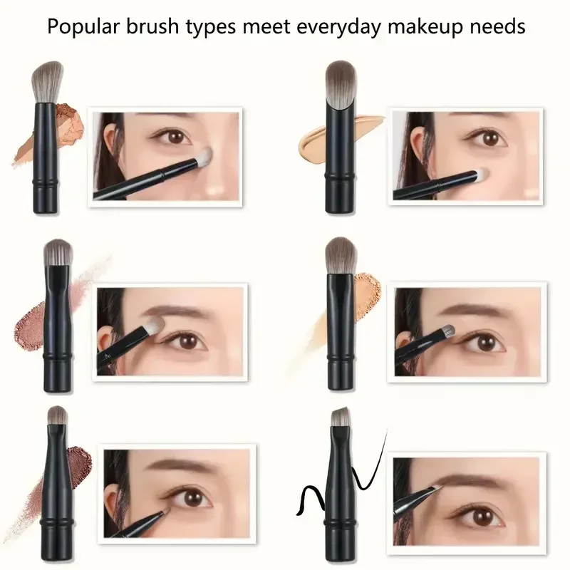 6Pcs Mini Travel Makeup Brushes Set with Box Portable Cosmetic Powder Foundation Blush Blending Concealer Make Up Brushes Set1p