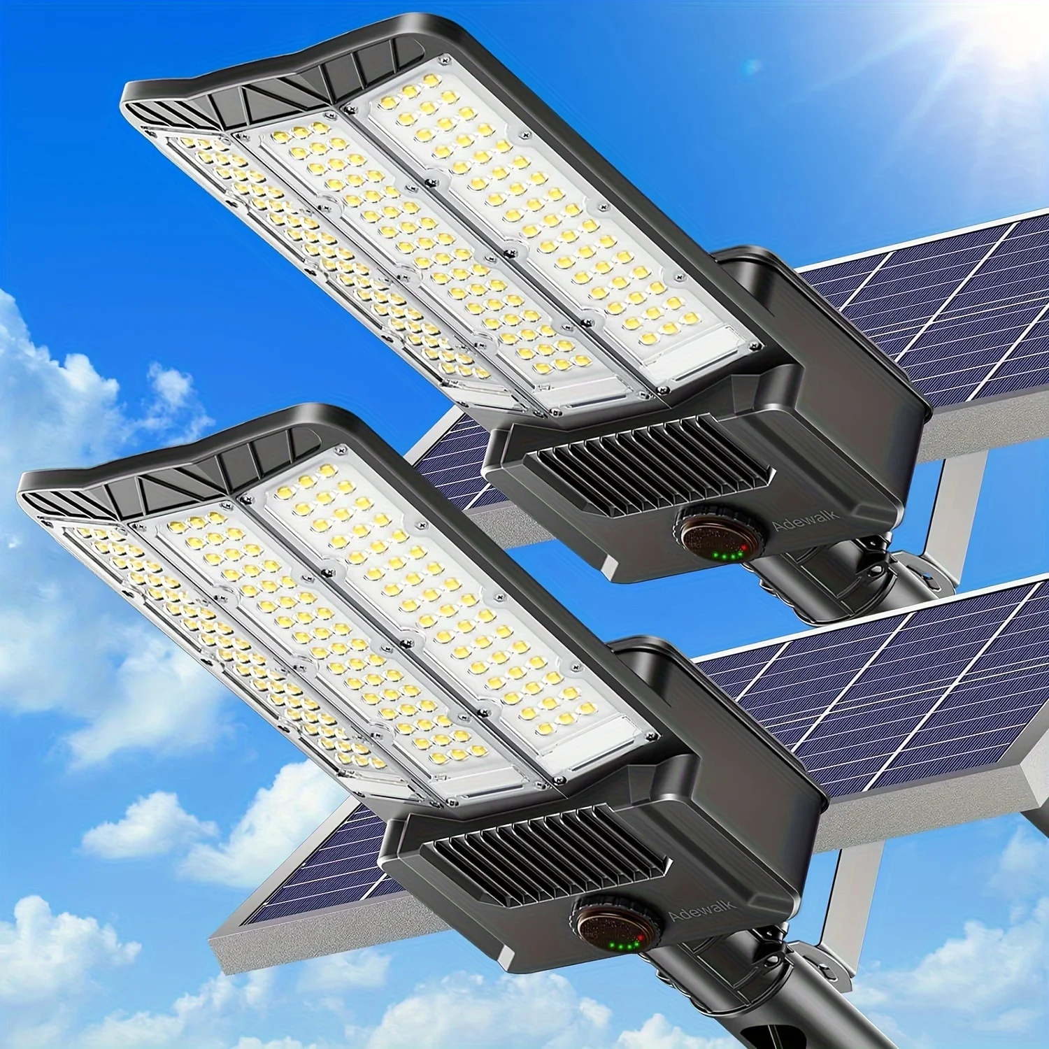 

Adewalk 2pcs Solar Street Light, Commercial Grade Solar Street Lights Outdoor Dusk to Dawn, Solar Lights Outdoor with Motion Sensor And Remote Control, Solar Parking Lot Lights for Yard, Country