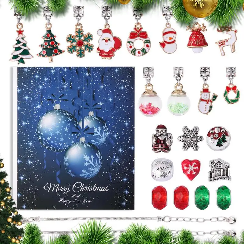 Surprise Blind Box Set 24 Countdown Calendar Advent Christmas Charms Bracelet Set DIY Creative Ornaments Christmas Child Gifts