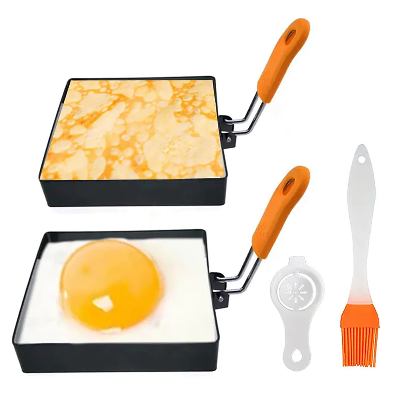 

3/4pcs Square Ring for Frying Egg 4Inch Pancake Cooking Rings Omelet Maker Non Stick Stainless Steel Fried Egg Ring Pancake Mold