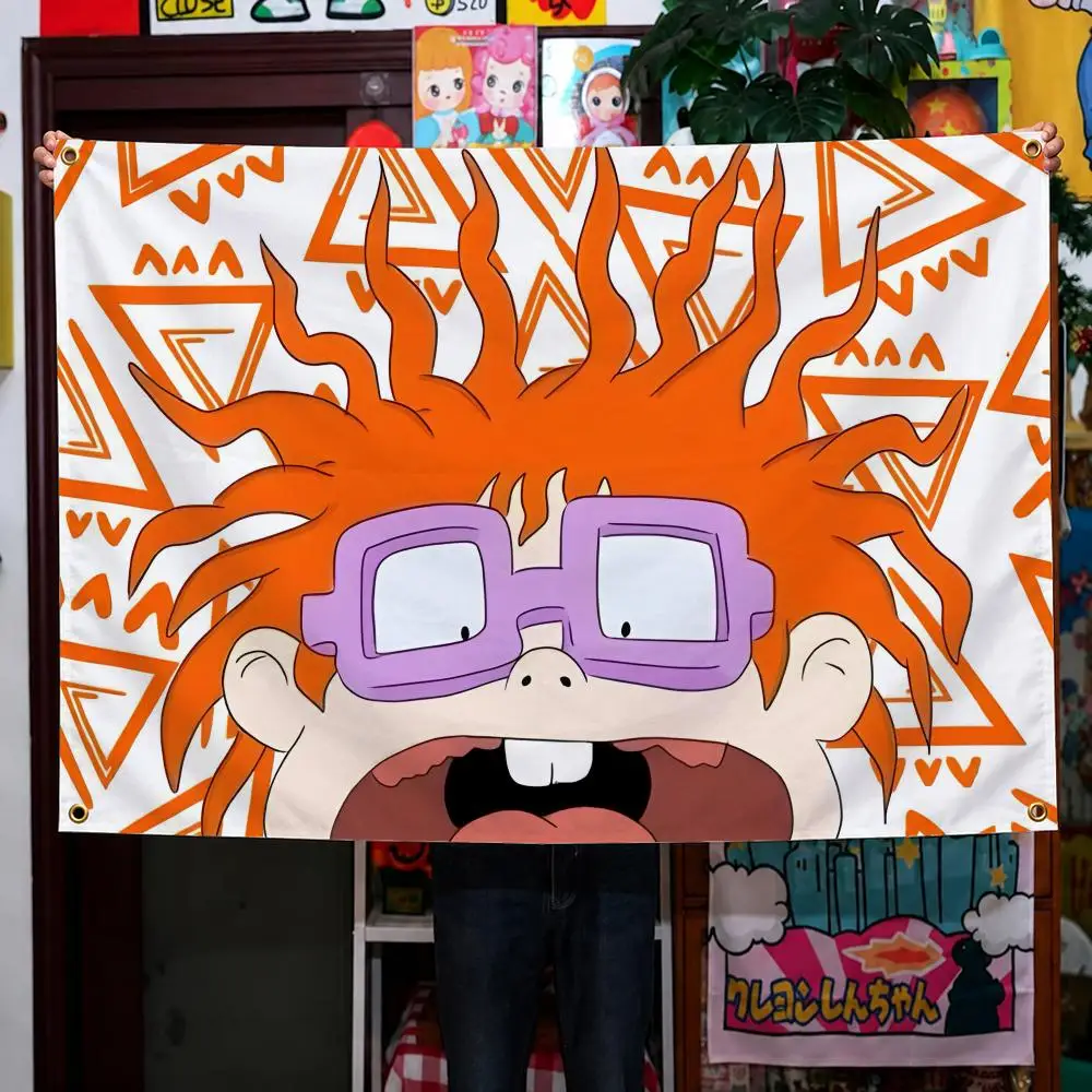 Cartoon Rugrats Tommy Chuckie Angelica Flags Wall Hanging Background Flag Wall Decor Banners for Outdoor Bedroom Dorm Room Decor