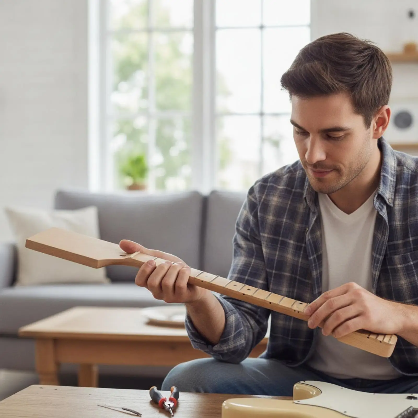 Electric Guitar Neck Maple Wood Paddle Headstock Unfinished 22 Fret Industrial Component for DIY Instrument Creation