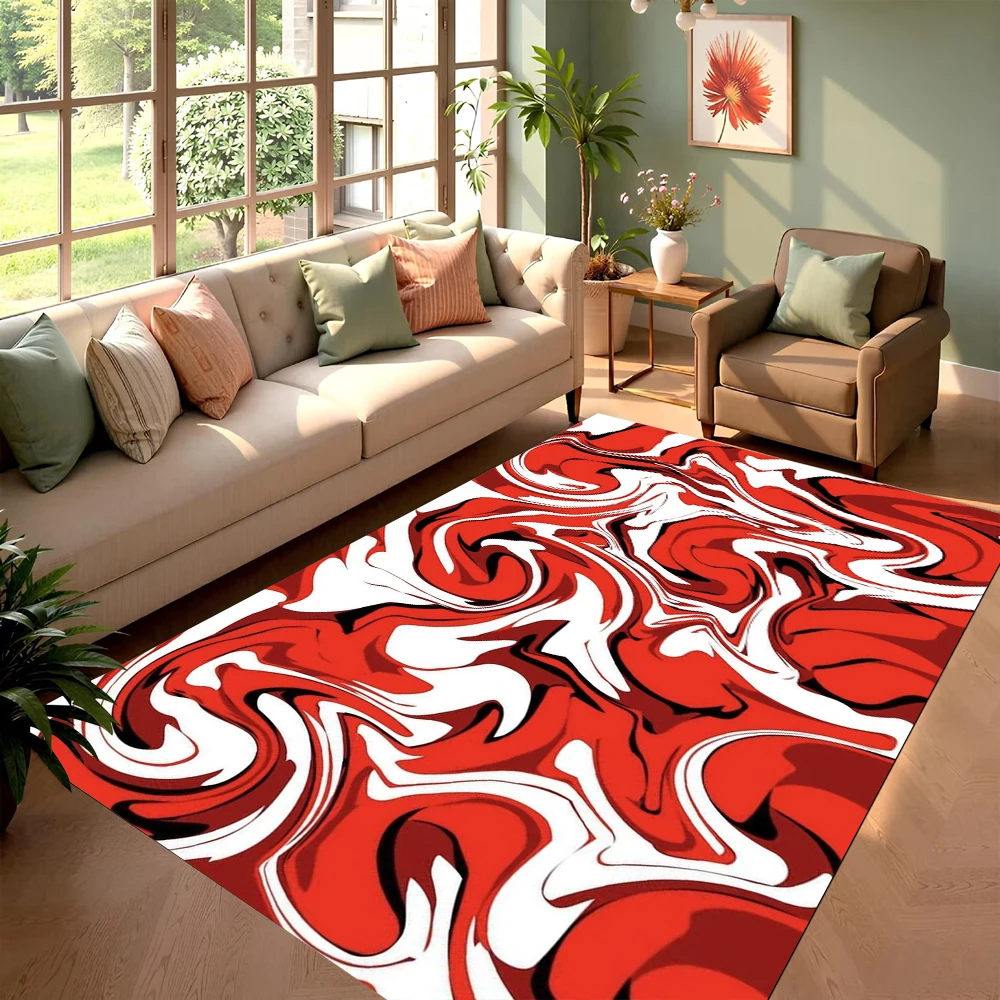 Psychedelic Wave Area Rug Living Room Carpet Bold Color Contrast Design Soft Durable Home Decor Art Trend Multiple Styles