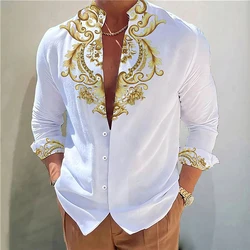 Chemise pour hommes motif floral 3D HD support d'impression urs or rose extérieur rue chemise à manches longues grande taille XS-6XL