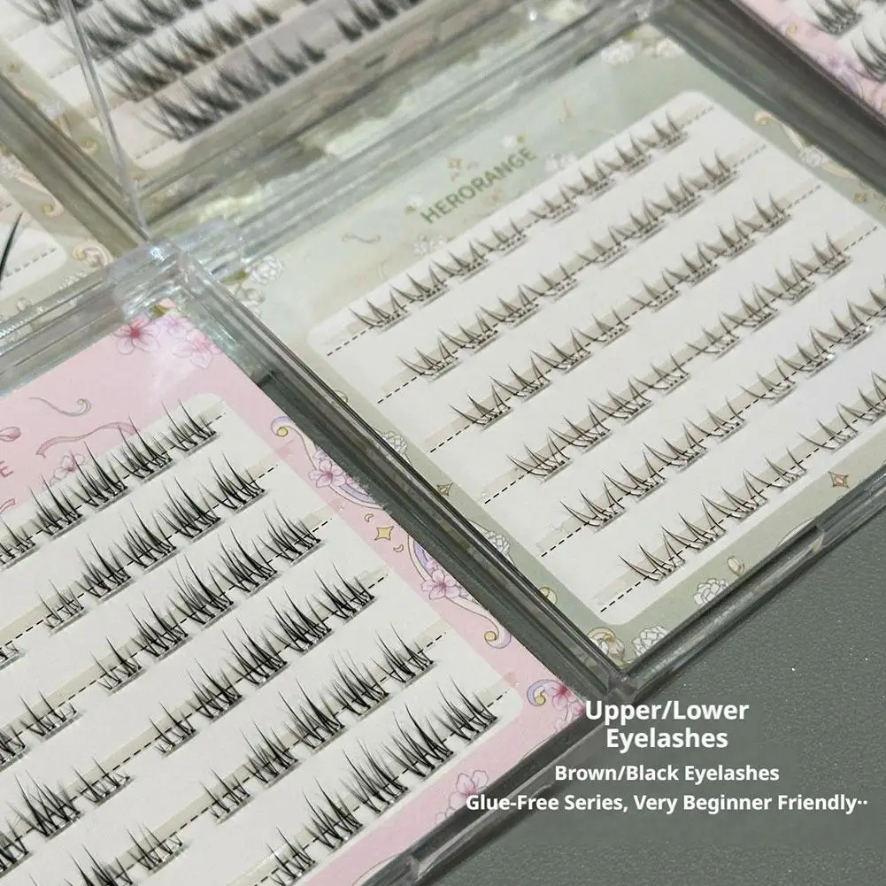 Self Adhesive Segmented False Eyelashes Glue Free Reusable 30 Times Natural Manga Lashes 3 Sections DIY Eyelash Extension Kit