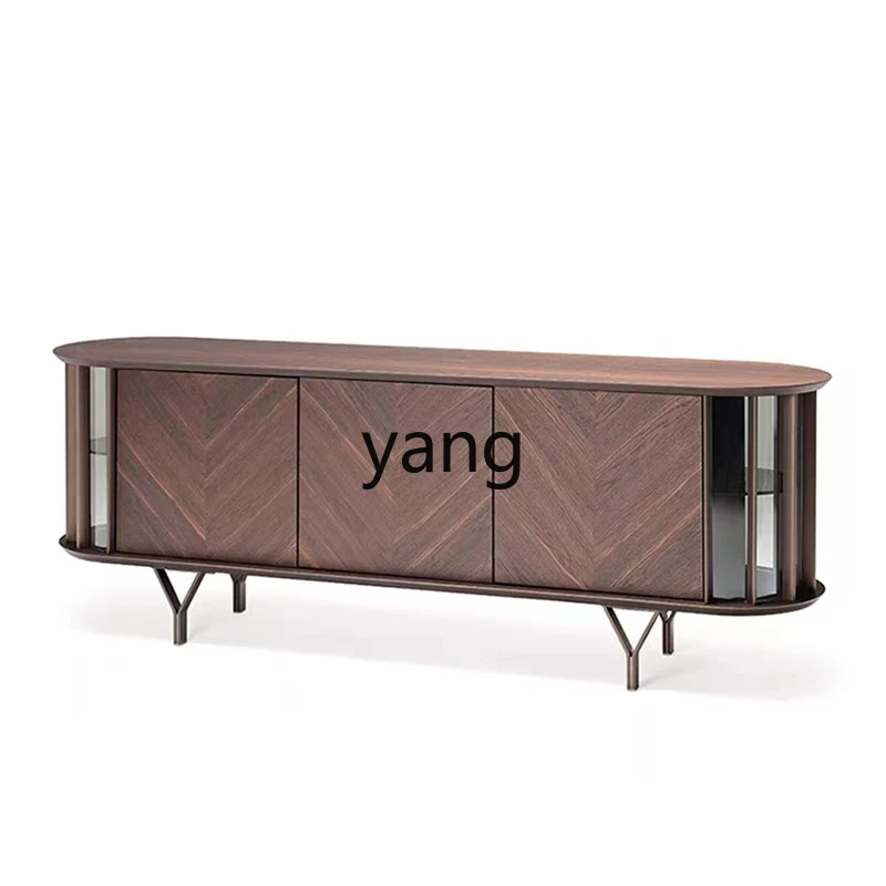 

Yjq Solid Wood TV Cabinet Living Room Large and Small Apartment Type Modern Fishbone-Pair Pattern Sideboard Cabinet