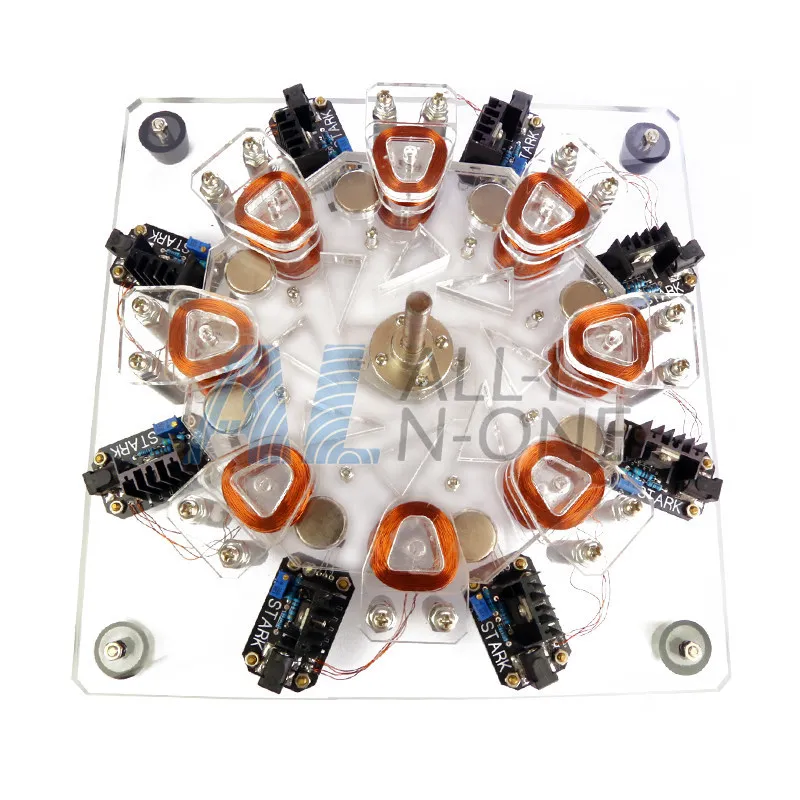 8-Coil Motor Disc Engine Model - High-Power Ironless Generator Educational Toy (Pseudo Perpetual Motion Design)