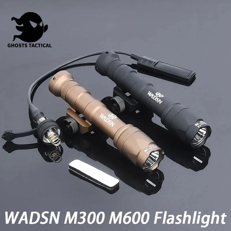 WADSN 전술 손전등 백색 LED 조명, 20mm 레일 사냥 무기 에어소프트 액세서리, M300A, M600C, M300, M600, 400lm, 600lm