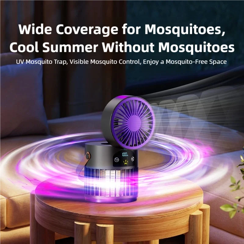 TINSOL6-in-1 Home Mosquito Killer Lamp Small Fan Night Light Electric Mosquito Zapper Outdoor Mosquito Attractor Trap view 5
