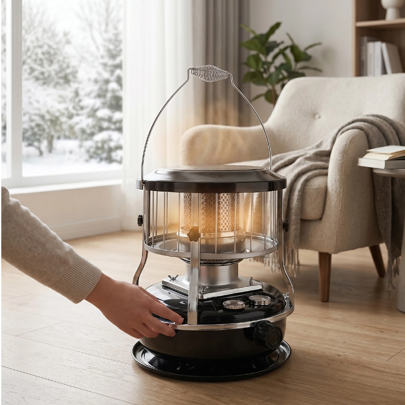 Stufa portatile da 4,5 litri per tende invernali, per uso interno ed esterno, 9000 BTU, riscaldamento a infrarossi, non elettrica, doppio utilizzo per cucinare e riscaldare, autonomia di 16-21 ore.
