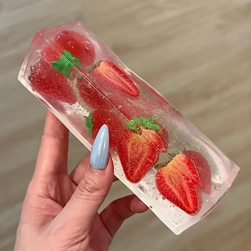 *Brand-new Strip and Fruit Series Hand-made Ball Kneading Music Strawberry Ice Unlimited Decompression Vaseline Kneading Music