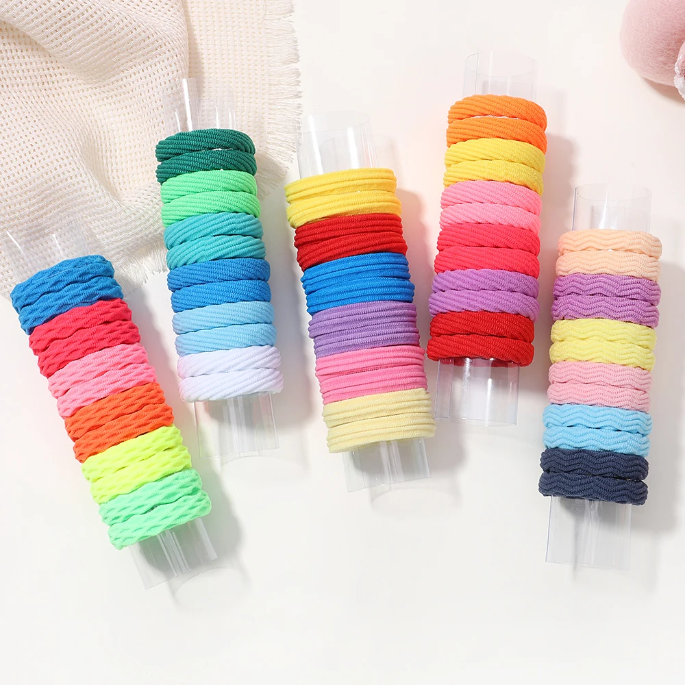 12PCS Frauen Mädchen Grundlegende Elastische Haarbänder Krawatten Scrunchie Pferdeschwanz Halter Gummibänder Fluoreszierende Stirnband Haar Zubehör