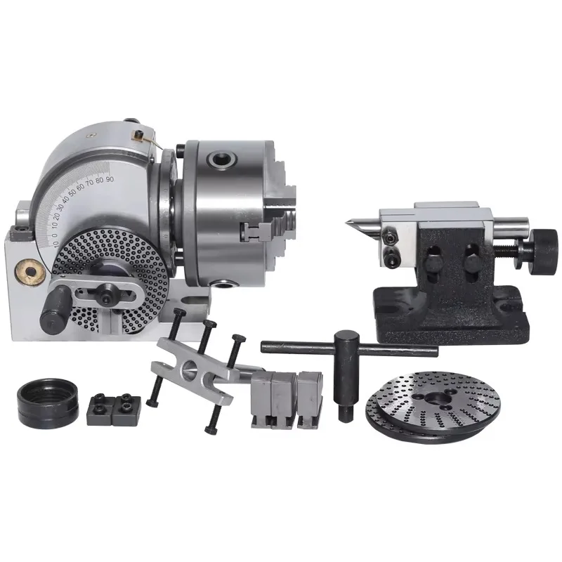 Semi-universal precision milling machine indexing head kit, three-jaw self-centering lathe chuck, steel