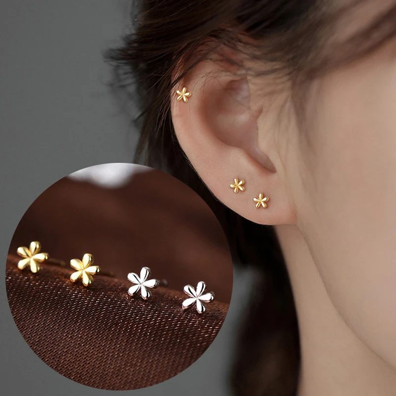 1 Pair Of Minimalist Flower Earrings Fashion Women Raise Ear Hole Niche Premium Feeling