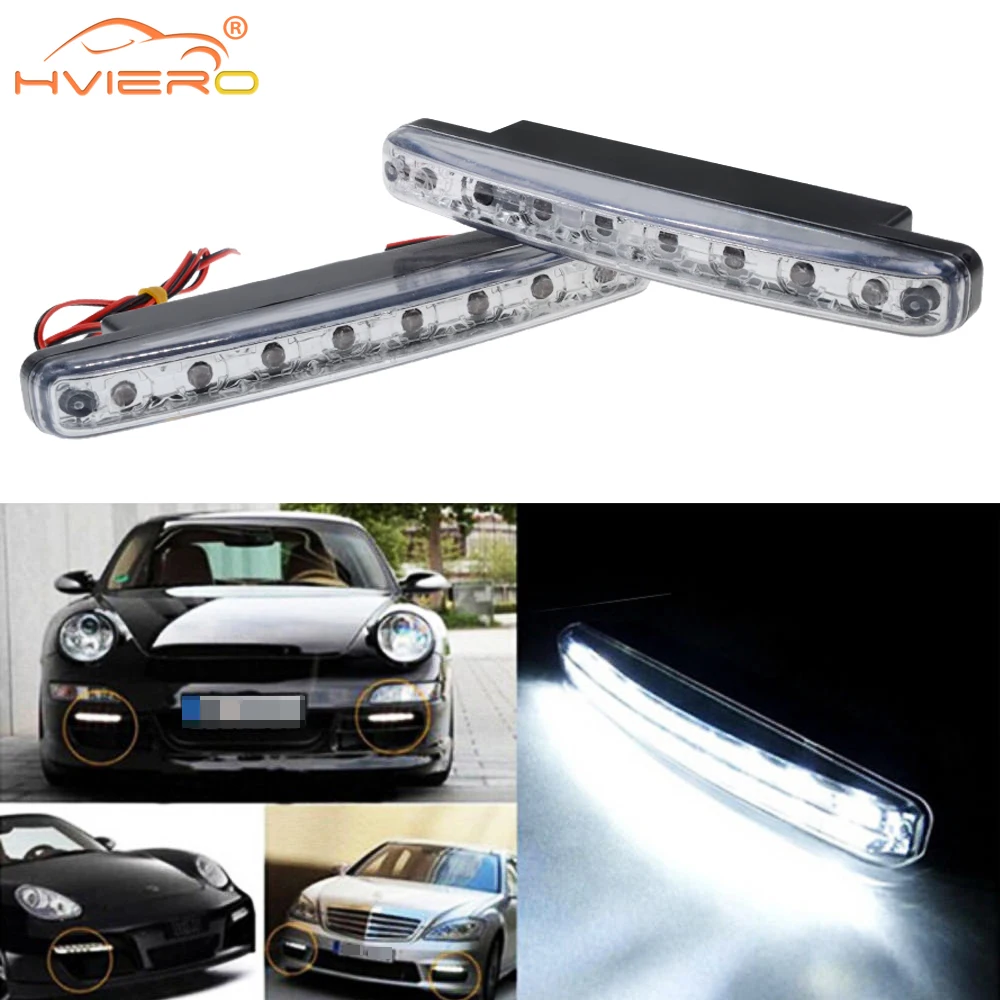 

2PCS Auto Car Turn Signal DRL Daytime Running Lights Lens 8LED White DC 12V Head Lamp Lighting Bright Parking Bulb Fog Trunk Day