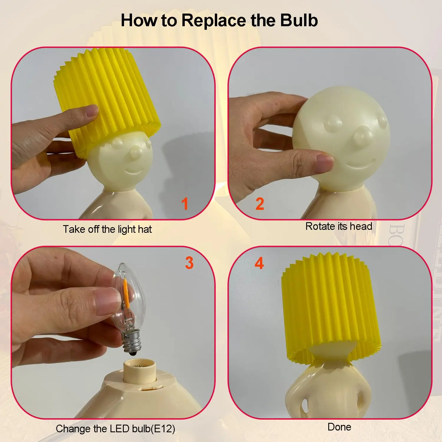 Lampu Malam Anak Lucu dengan Sakelar ON/OFF, Lampu Tidur Anak Malas, Hadiah Natal untuk Dewasa dan Anak-Anak, Lampu Ambient Meja Rumah