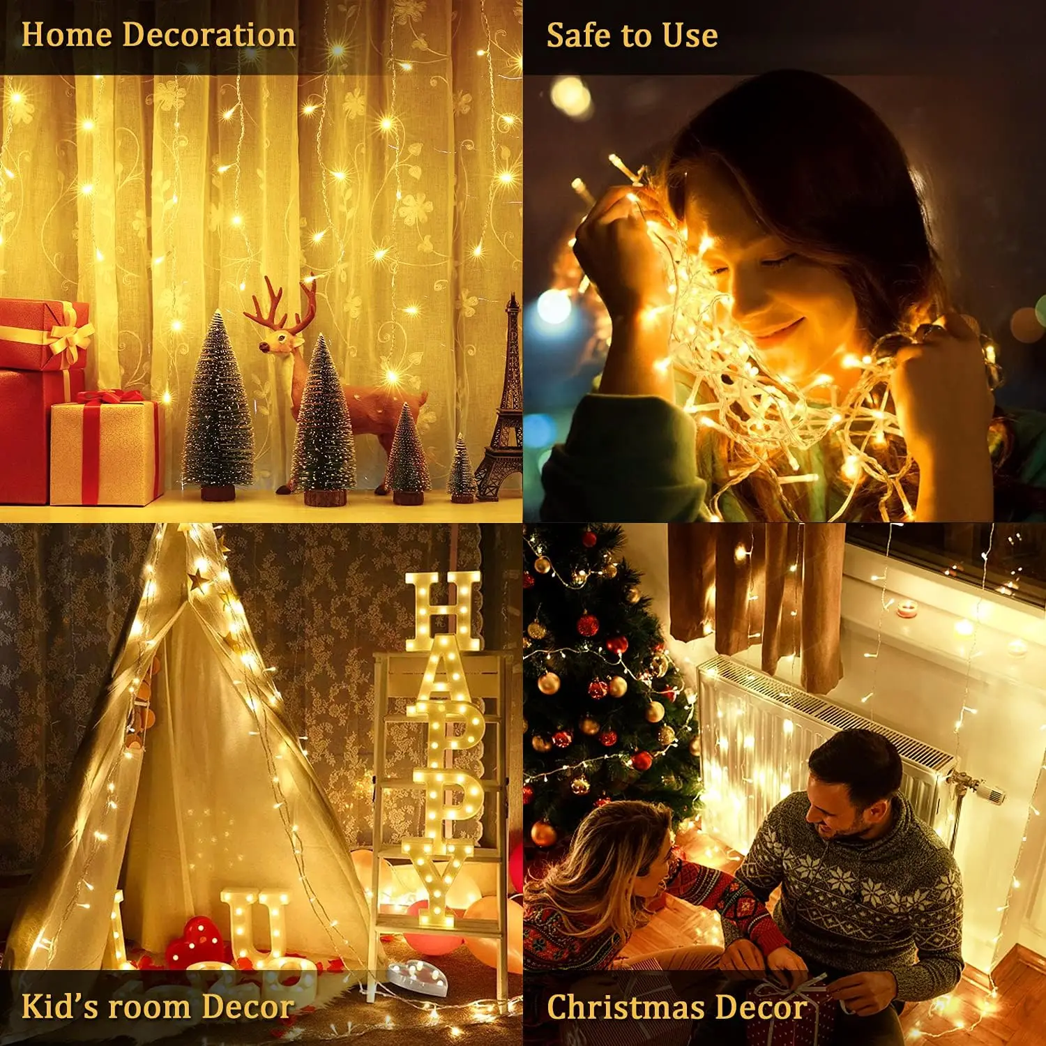8 Modes Remote Christmas Lights Outdoor 80 LED Battery Power String Lights Waterproof Twinkle Fairy Mini Lights with Indoor