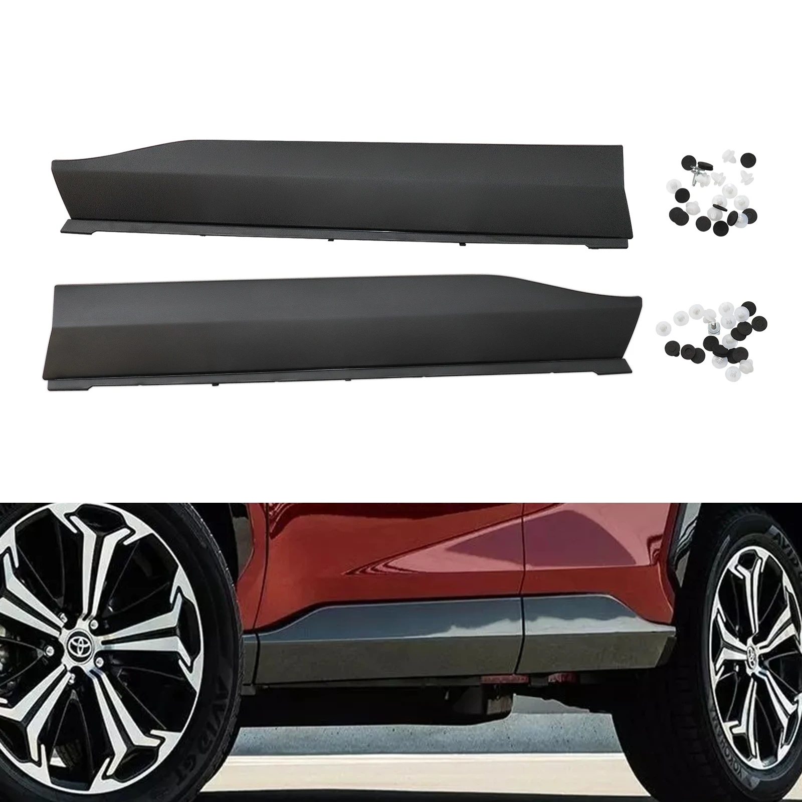 Front Door Lower Molding Trims Kit For 2019-2022 Toyota Rav4 75074-0R100 75073-0R100