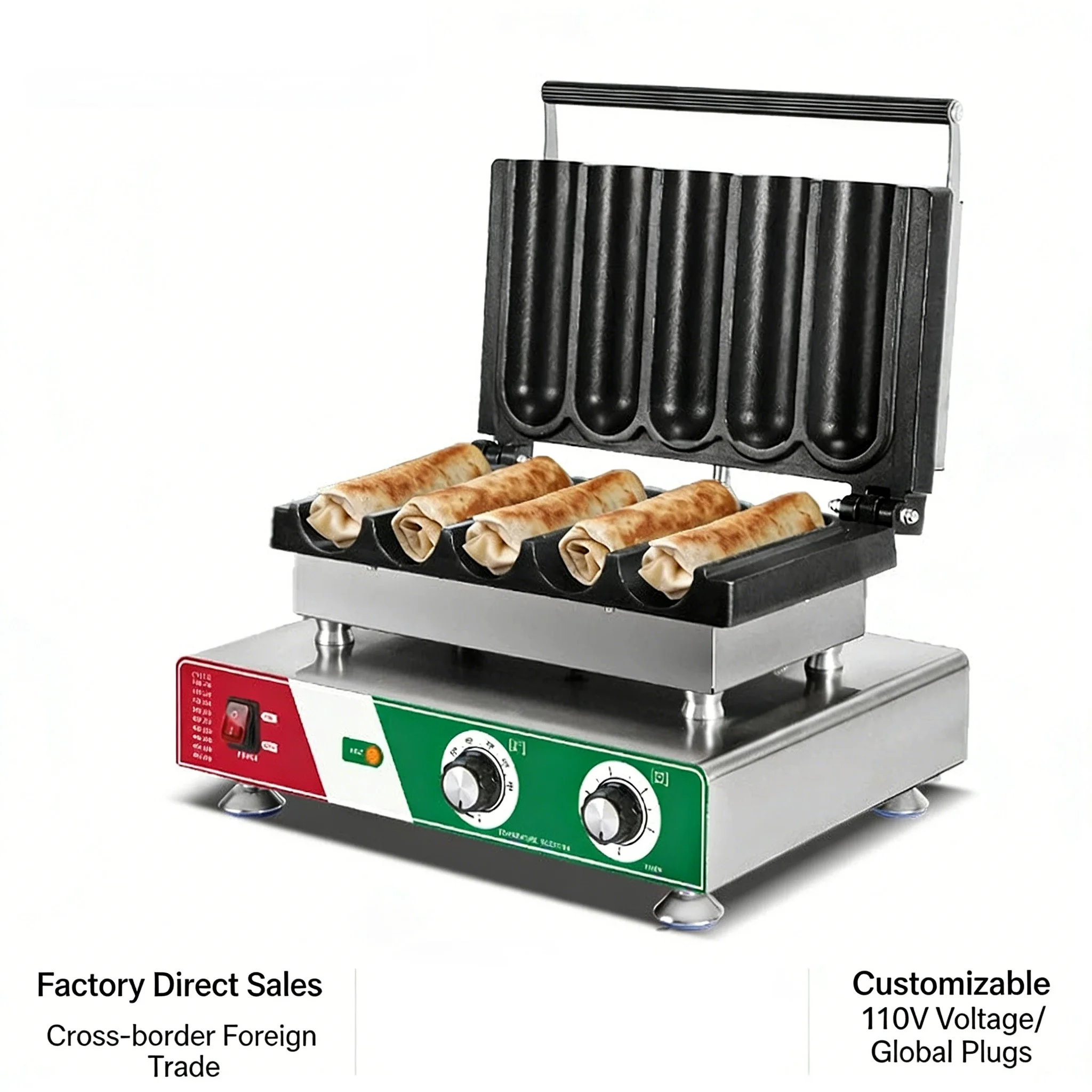 5-Grid Commercial Chicken Wrap Maker Viral Snack Machine Grill for Burrito Stall Business