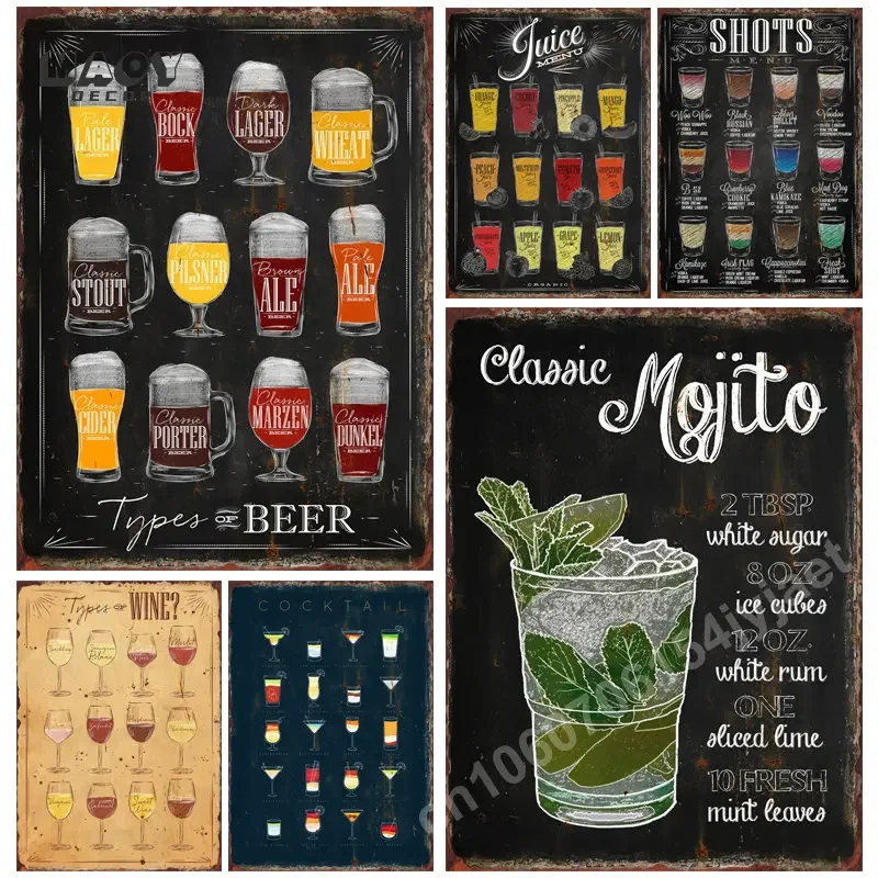 Shots Menu Black Chalk Metal Tin Sign Bar Club Pub Cafe Restaurant Festival Party Wall Decor Home Decoration Iron Plate Gift