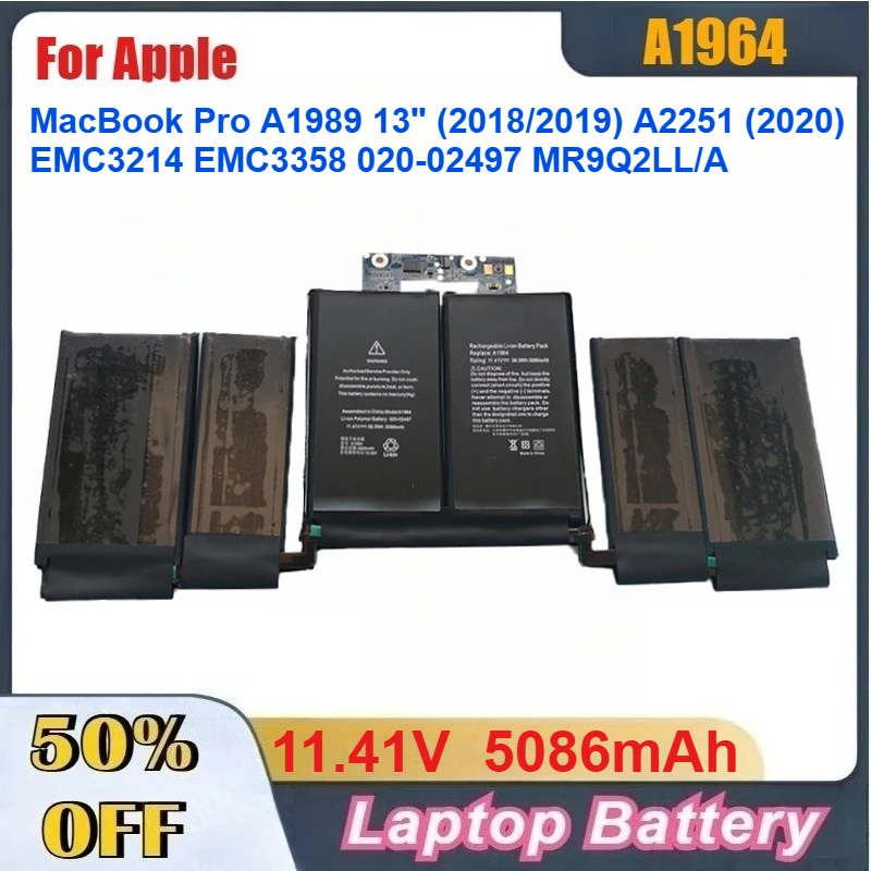 3625mAh A1964 Laptop Batterij voor Apple MacBook Pro A1989 13 "(2018/2019) A2251 (2020) EMC3214 EMC3358 020-02497 MR9Q2LL/A
