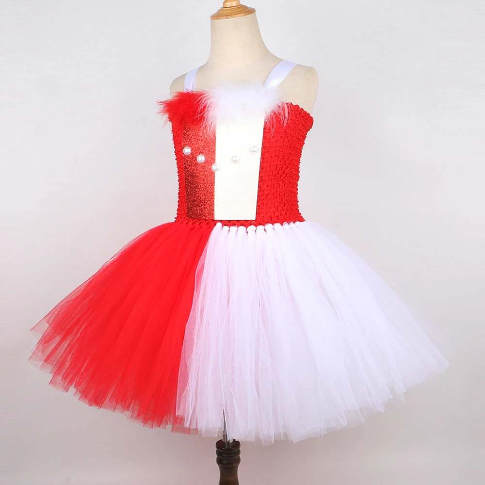 Red White Angels Demons Costume for Girls Halloween Carnival Tutu Dress with Feather Wings Kids Devil Angel Outfit Fancy Clothes