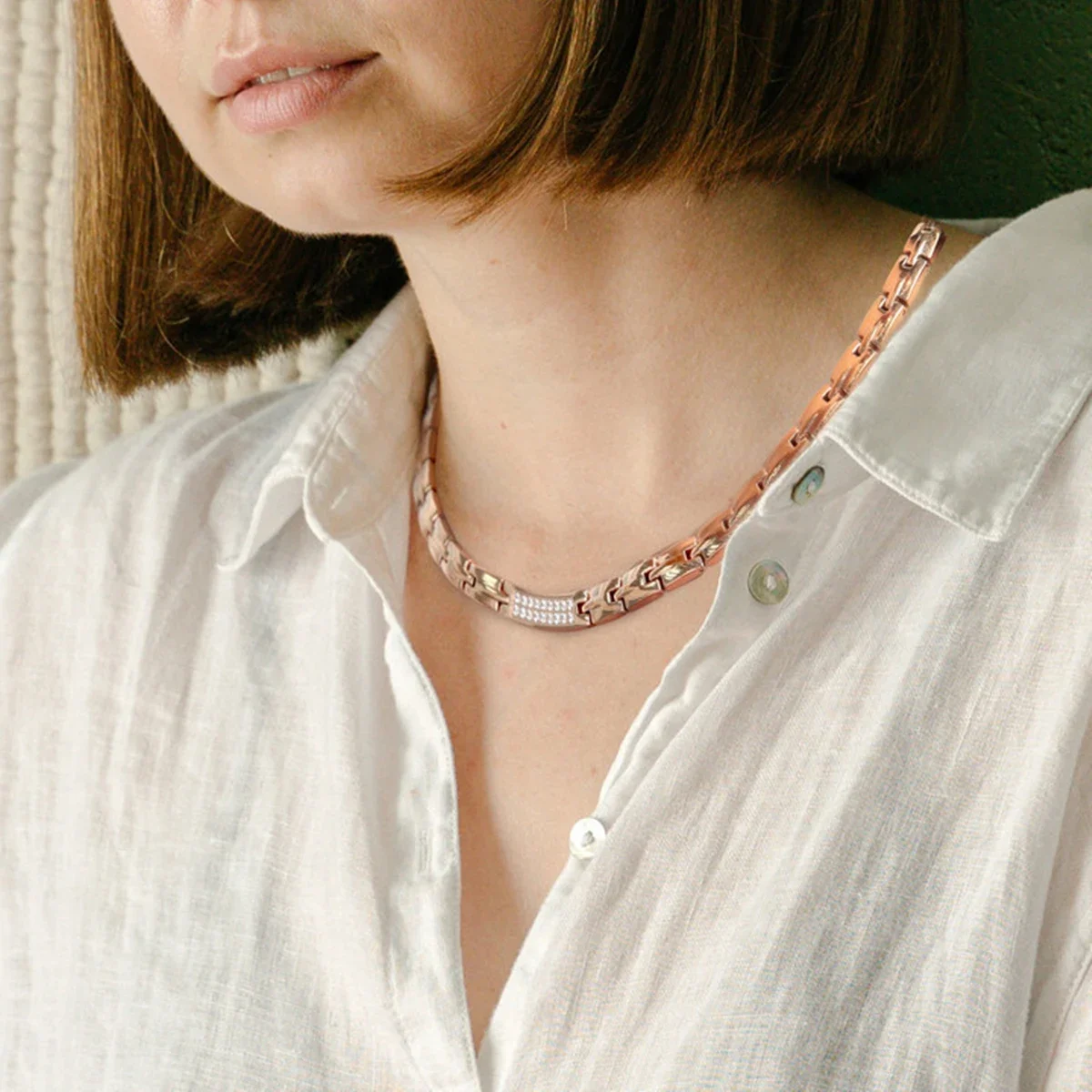 Titanium Steel Necklace Pure Titanium Ceramic Luxury Magnetic Hematite Chokers Necklaces Jewelry Gifts