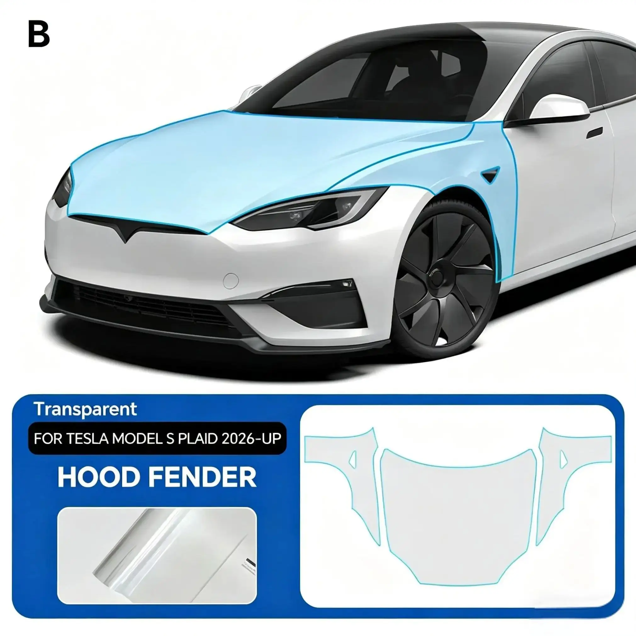 

For Tesla Model S Plaid 2026-UP TPU Bumper Pre-cut PPF Matte Clear Paint Protective Film Custom Anti Scratch Self Healing Shield