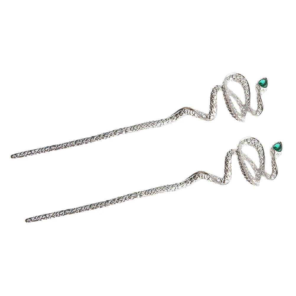 

2 Pcs Gold Snake Hairpin Zinc Alloy Durable Anti Scratch Smooth Surface Hair Chopsticks Women Long Hair Bun Styling Accessories