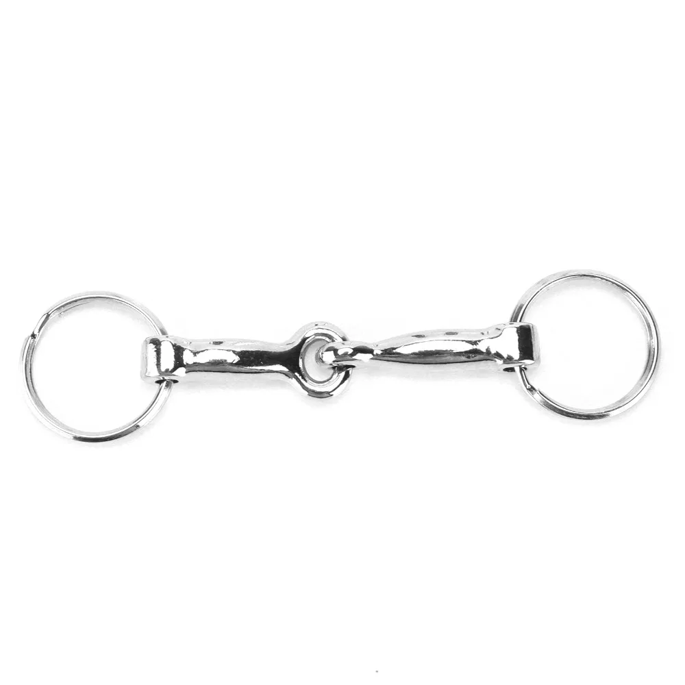 Zinc Alloy Snaffle Bit Keychain Silver Single Connector Equestrian Keychain Knot Design Durable Pelham Bit Keychain Gift Giving