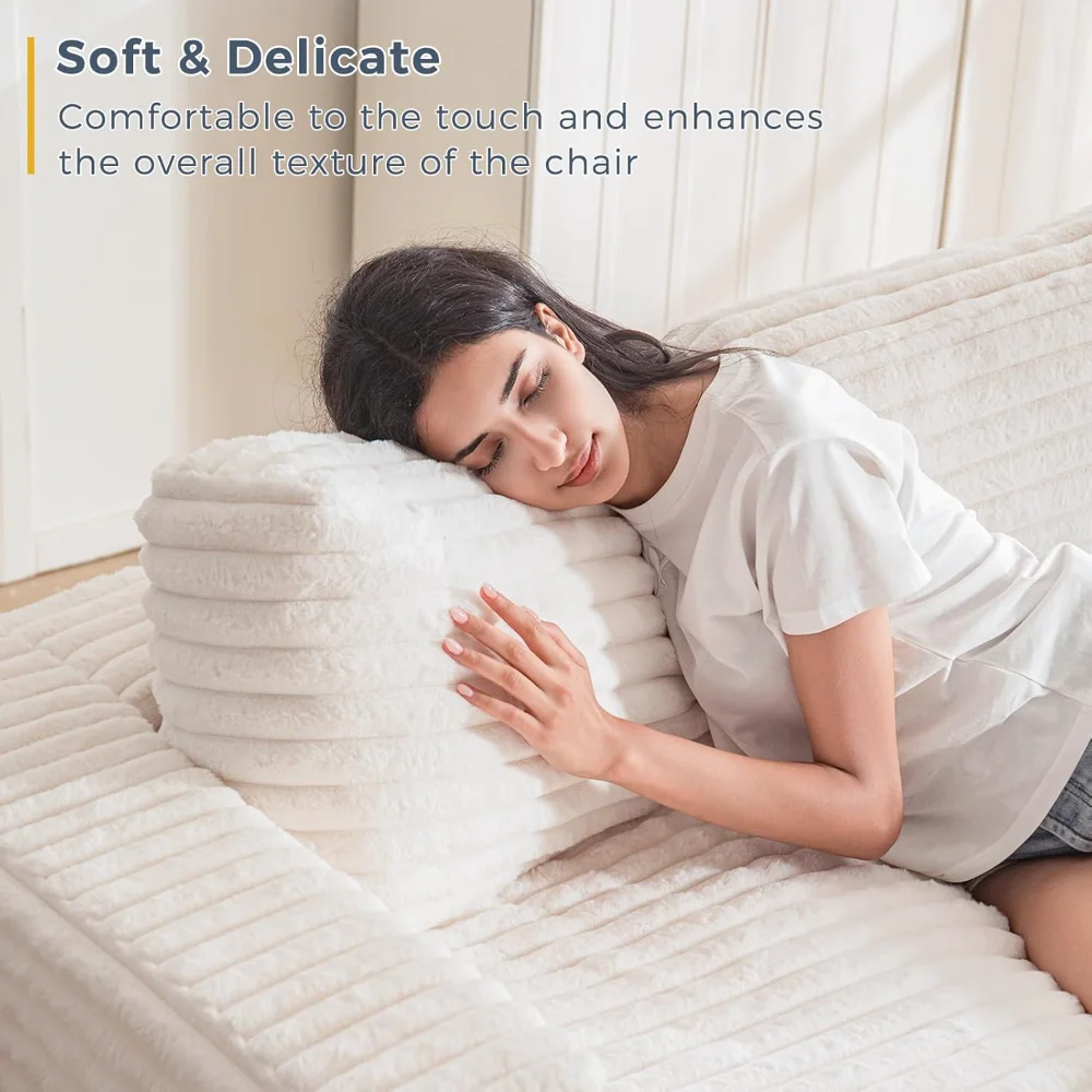 เก้าอี้บีนแบ็กขนาดยักษ์สําหรับผู้ใหญ่, โซฟาเบาะหุ้มเบาะพร้อมหมอนและที่วางแขน, สําหรับห้องนอน, โซฟาบีนแบ็กสีขาว